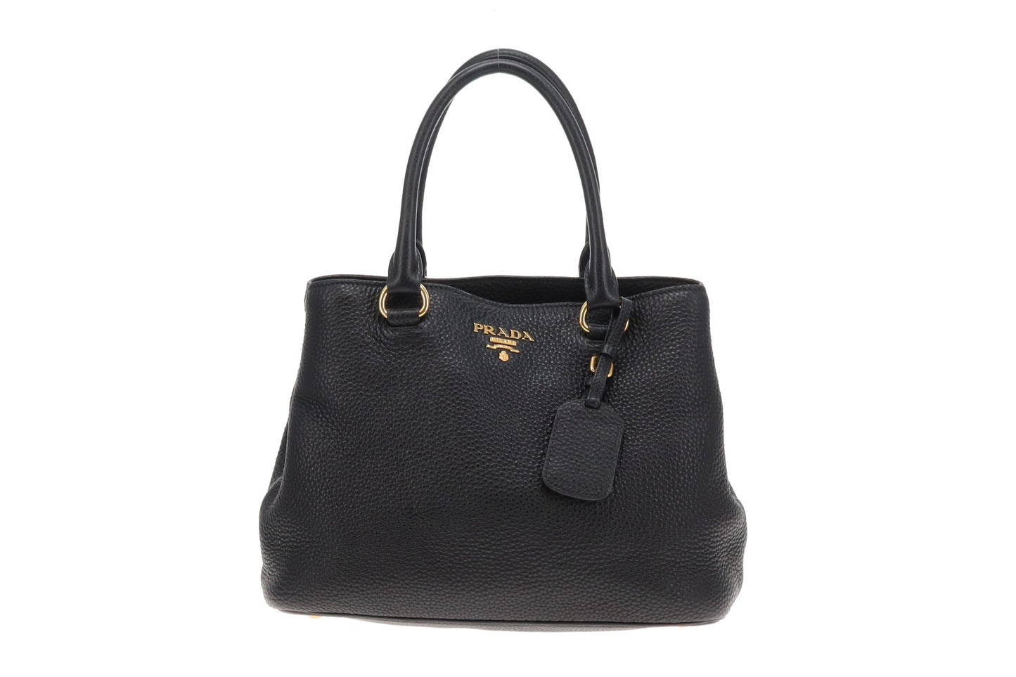 Prada Vitello Daino Small Tote Black with Strap