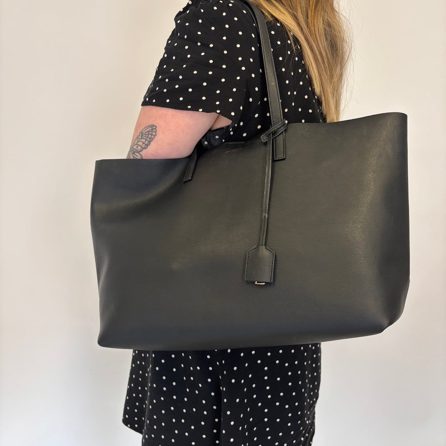 Saint Laurent East West Shopping Tote Black Leather 2021