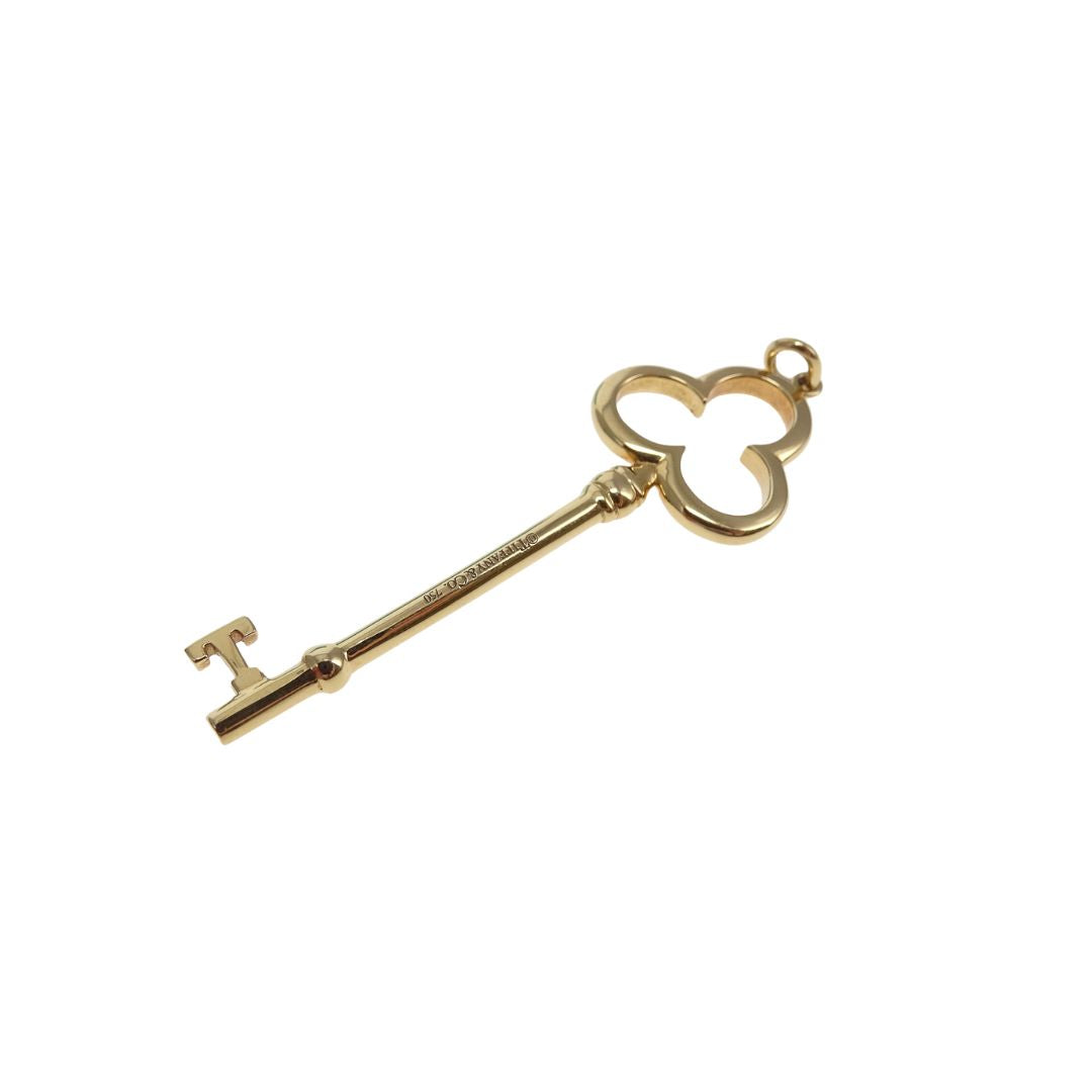 Tiffany & Co 18k Yellow Gold Trefoil Key Pendant