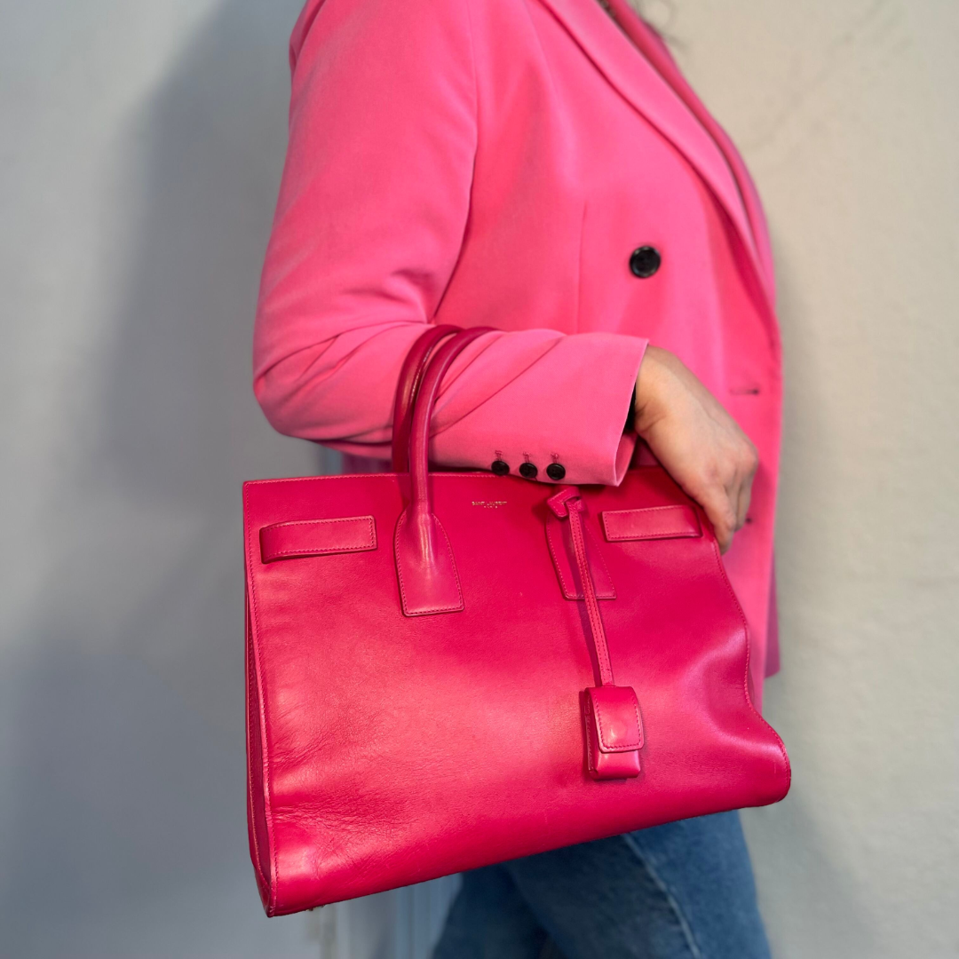 Saint Laurent Hot Pink Smooth Leather Sac De Jour