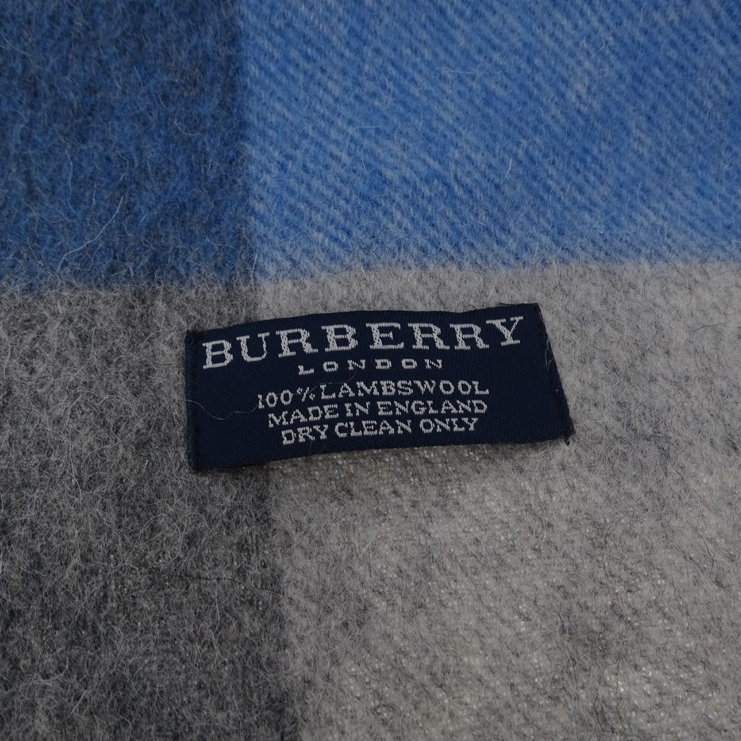 Burberry Scarf Grey/Navy/Blue Check 100% Lambswool