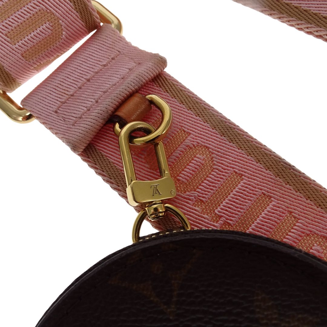 Louis Vuitton Strap Pink Canvas and Round Coin Purse