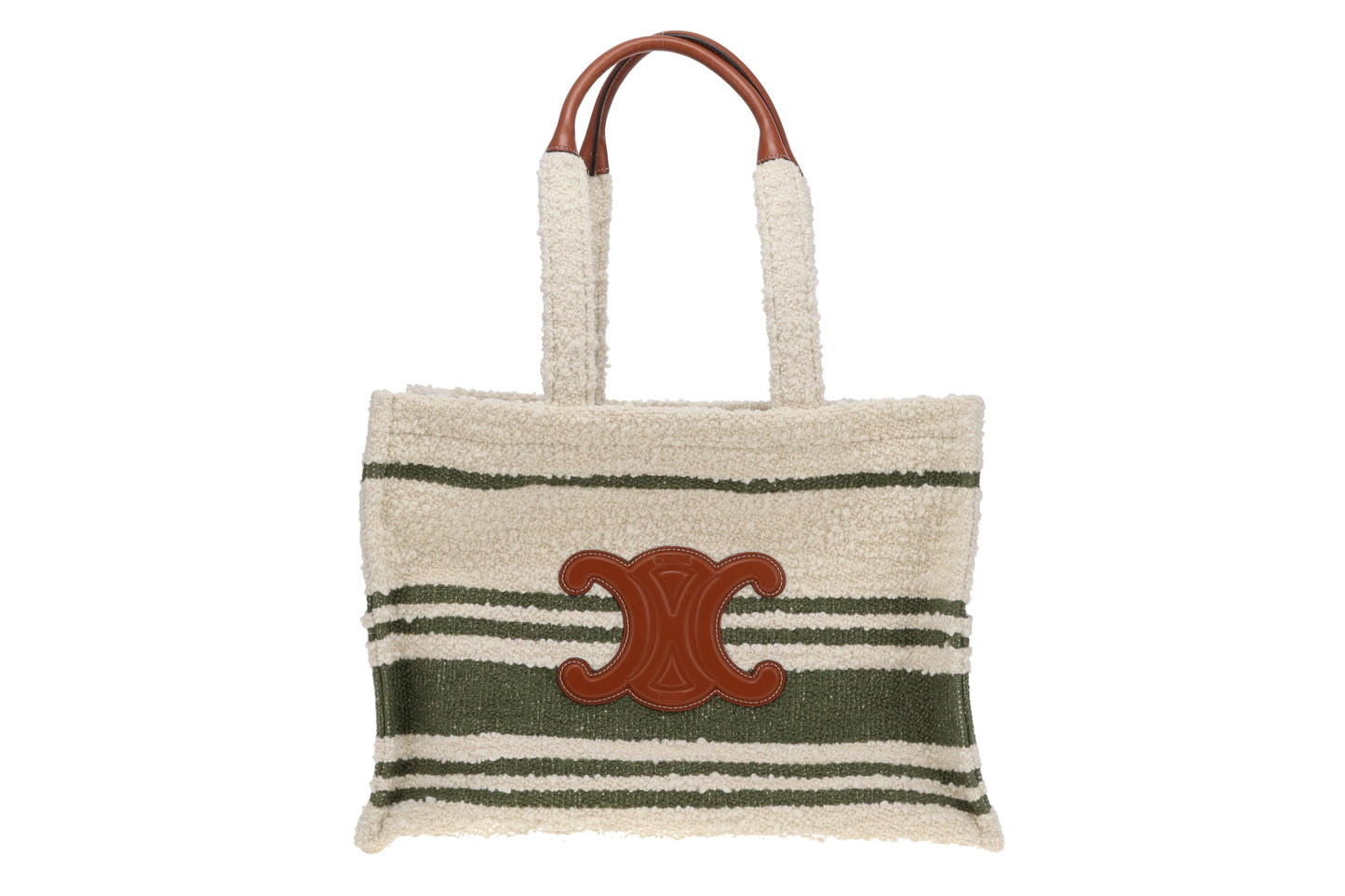 Celine Triomphe Horizontal Cabas Cream and Khaki Cotton 2022