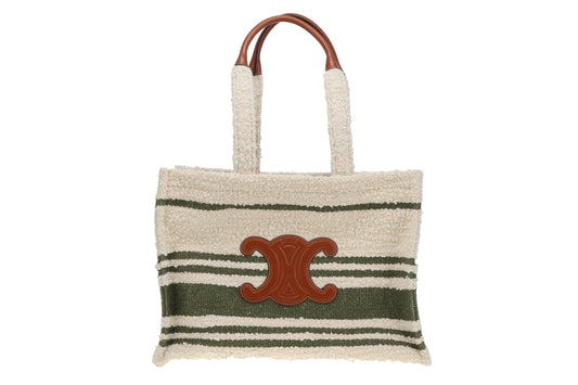 Celine Triomphe Horizontal Cabas Cream and Khaki Cotton 2022