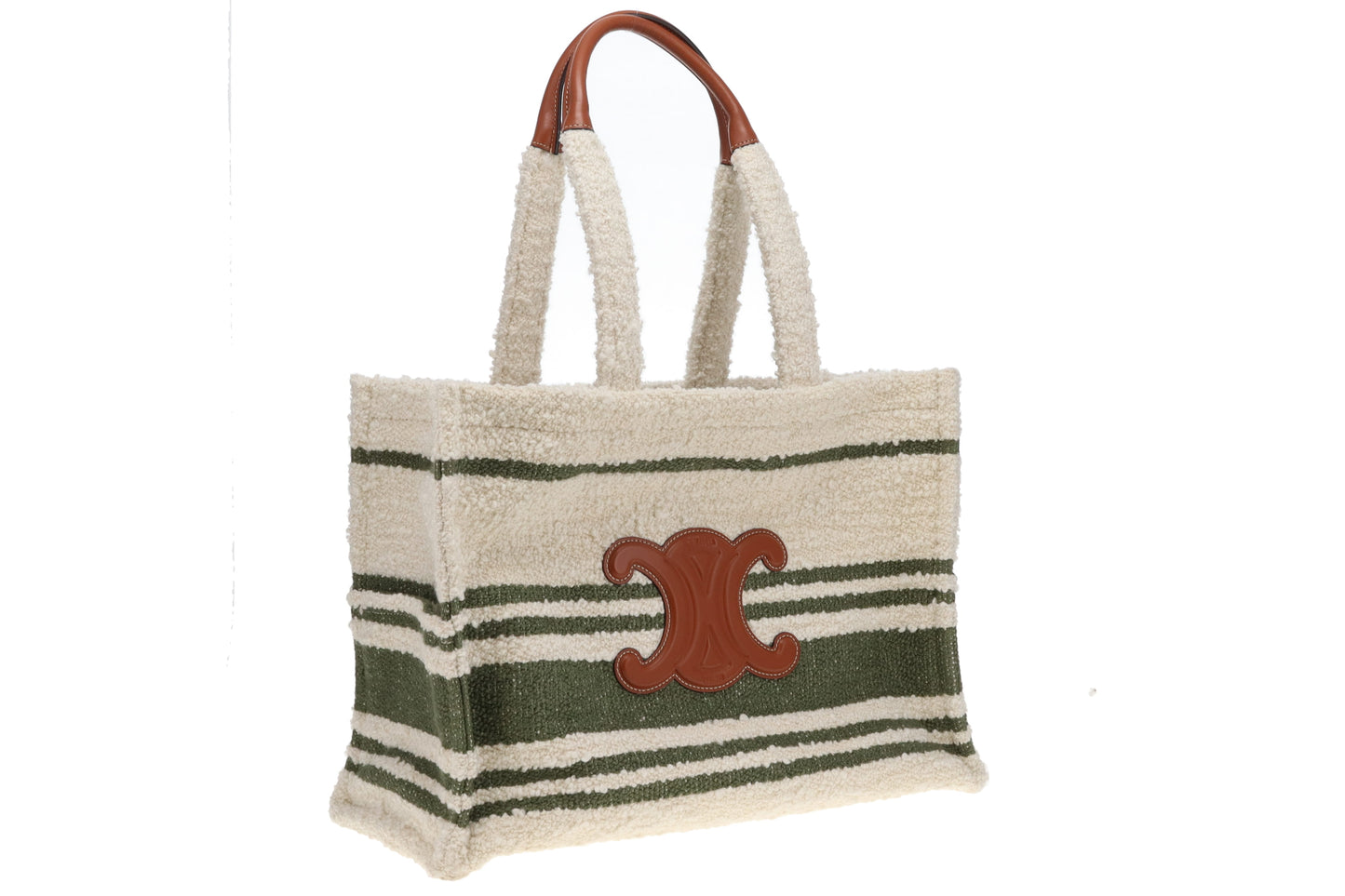 Celine Triomphe Horizontal Cabas Cream and Khaki Cotton 2022