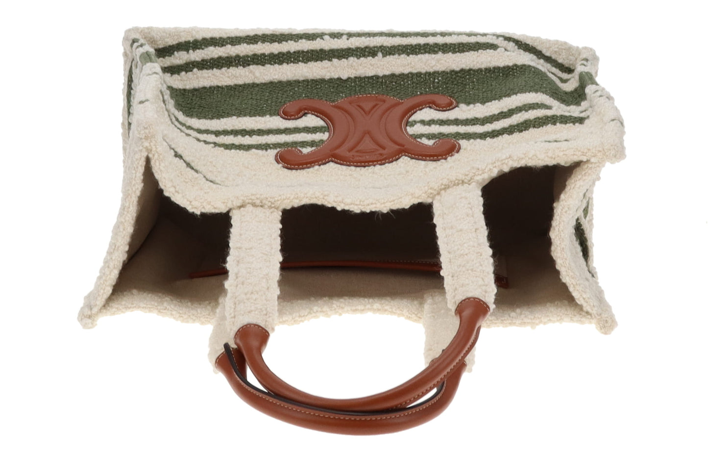 Celine Triomphe Horizontal Cabas Cream and Khaki Cotton 2022