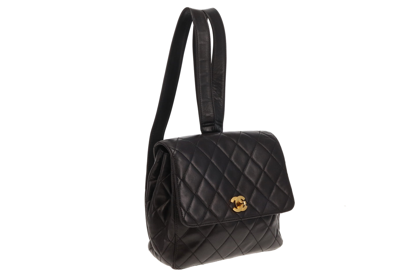 Chanel Black Lambskin Leather GHW CC Backpack 1994/96
