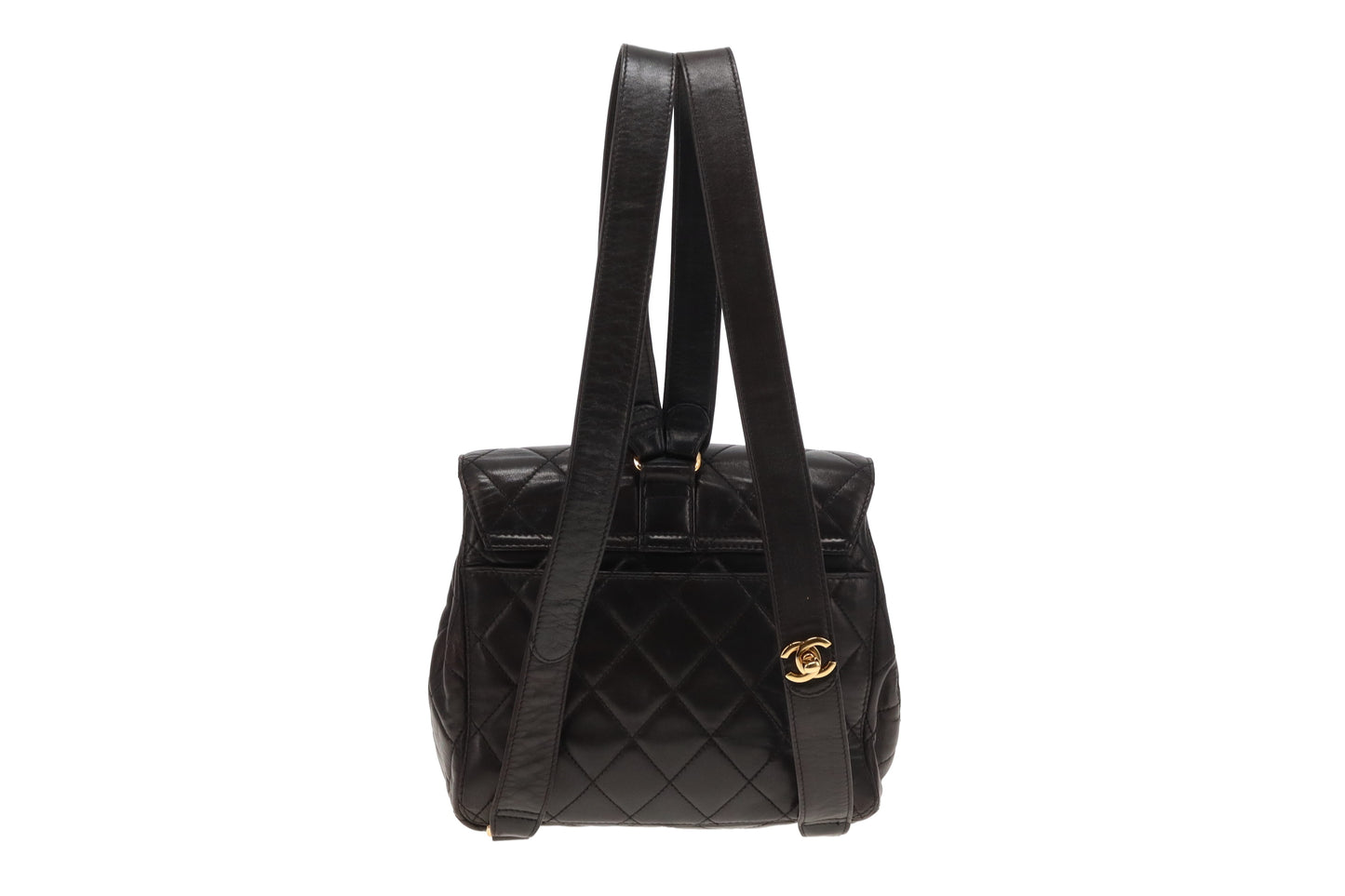 Chanel Black Lambskin Leather GHW CC Backpack 1994/96
