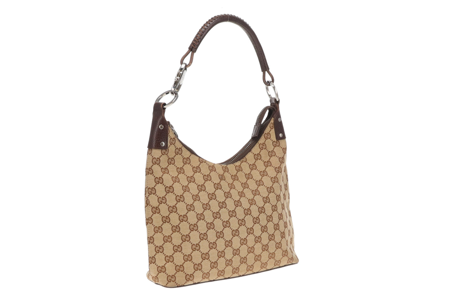 Gucci Twins GG Canvas Hobo Whipstich Handle Vintage