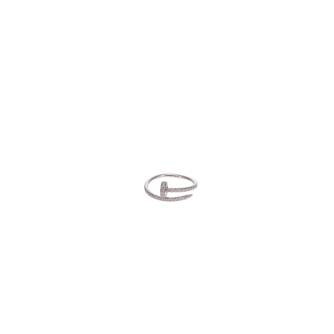 Cartier Juste Un Clou 18kt White Gold Ring With Diamonds Size 55