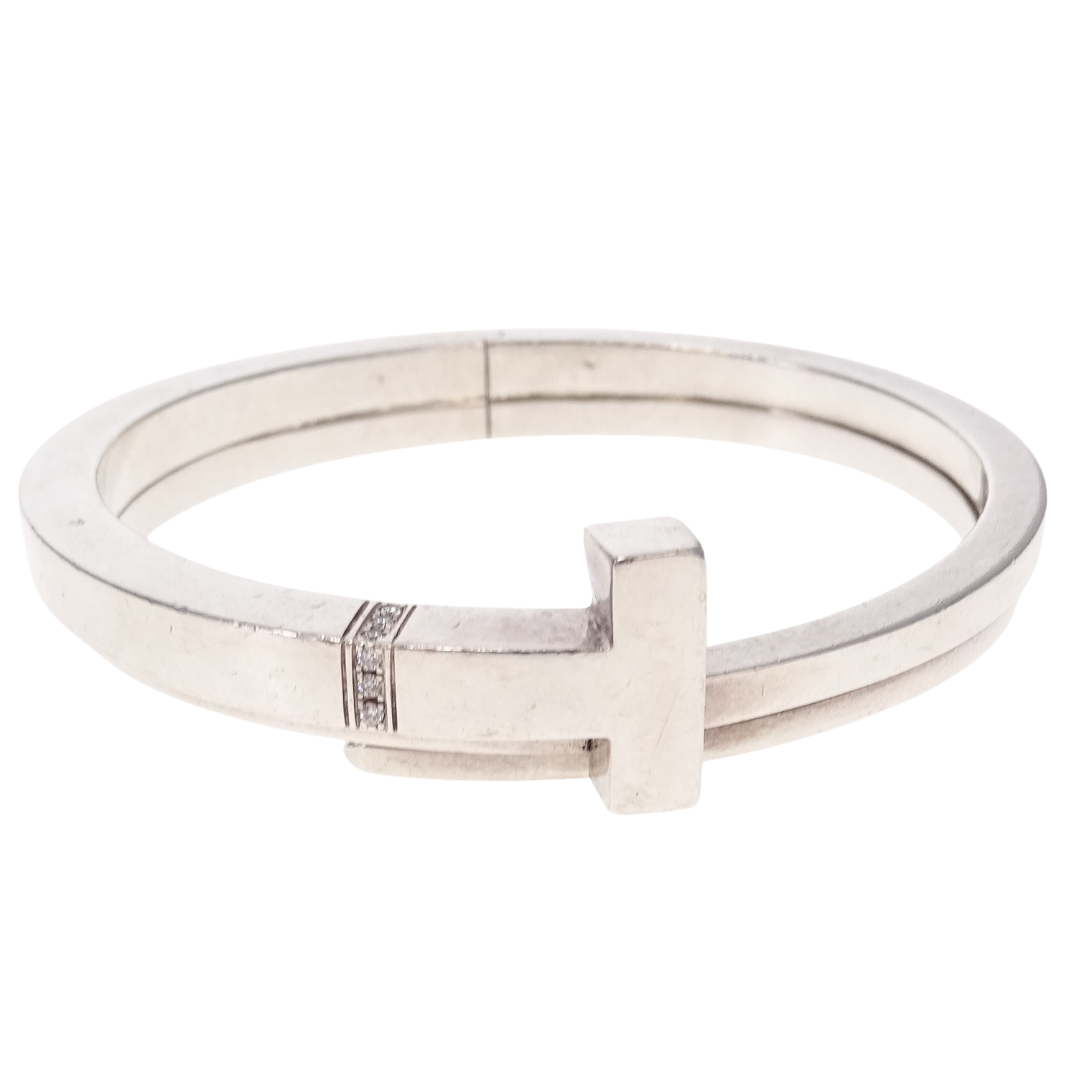 Tiffany & Co T Square Wrap Bracelet Sterling Silver with Diamond