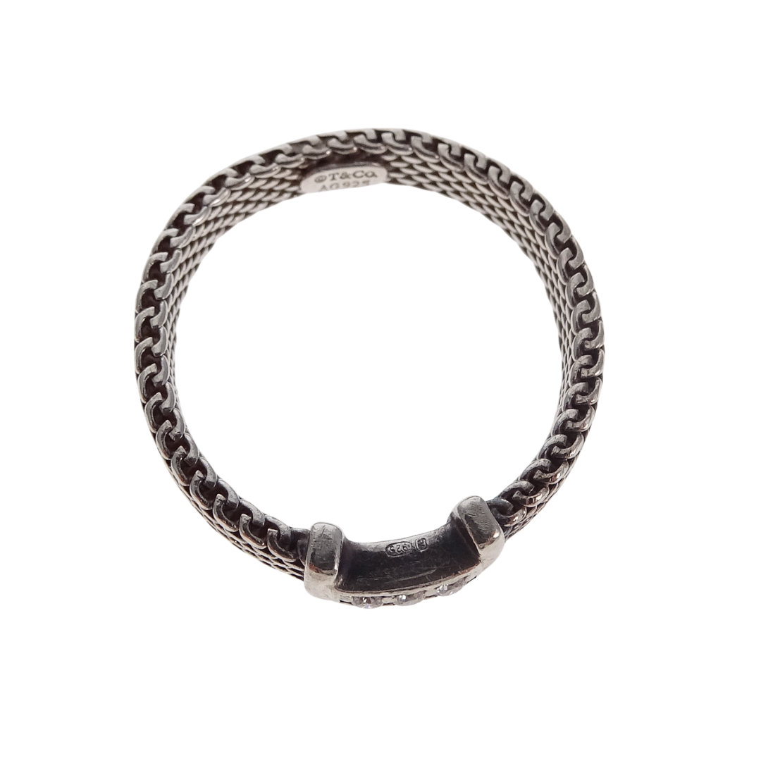 Tiffany & Co. Somerset Mesh Diamond Ring in Silver