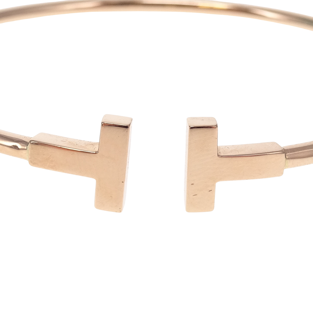 Tiffany & Co T Wire Narrow Wire Bracelet 18k Rose Gold