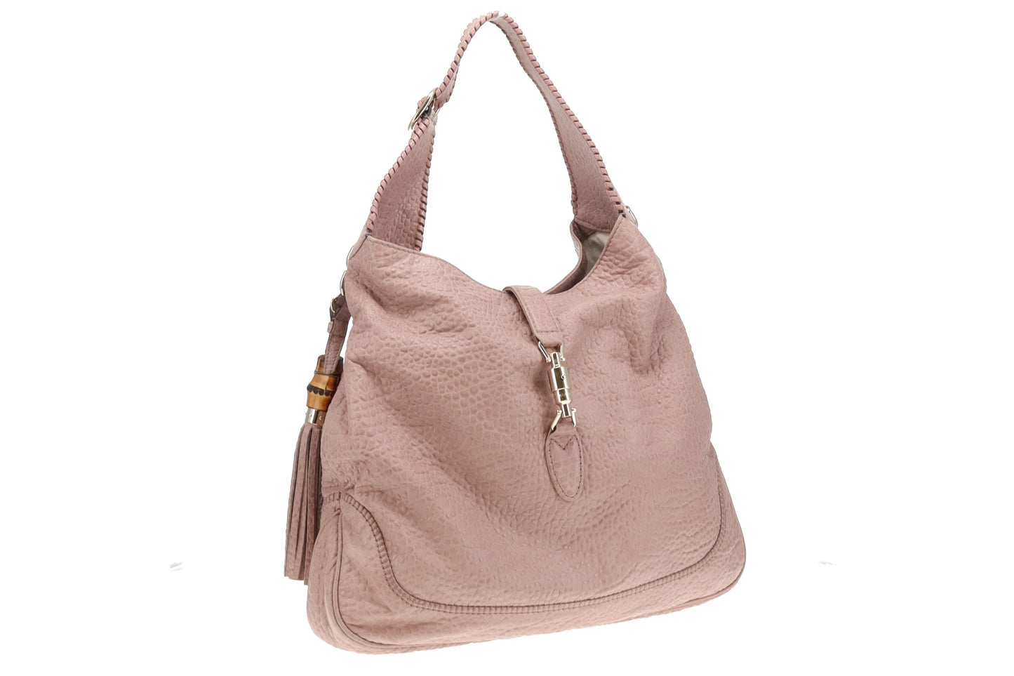 Gucci Pale Pink Textured Leather Large Jackie Vintage Indy Hobo