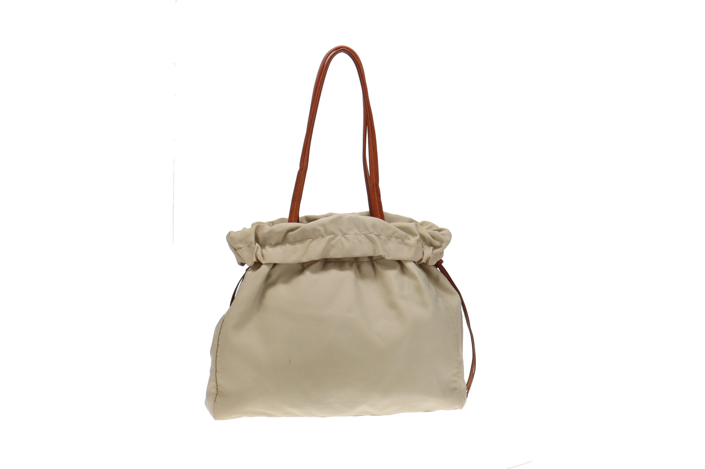 Prada Beige Nylon Drawstring Bucket Shoulder Bag GH
