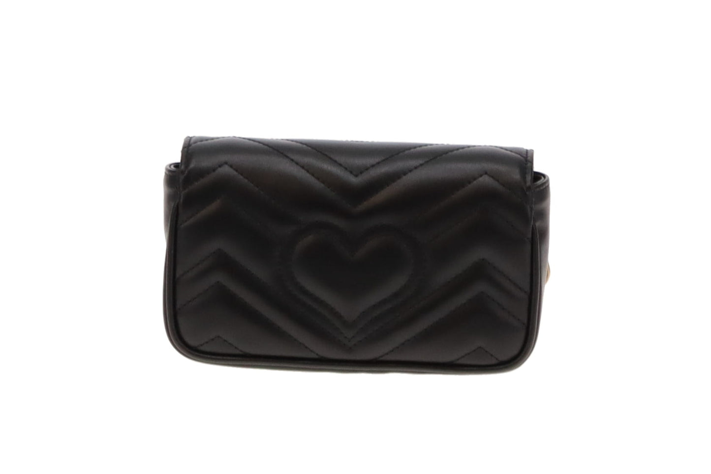 Gucci Black Leather Chevron Super Mini Marmont