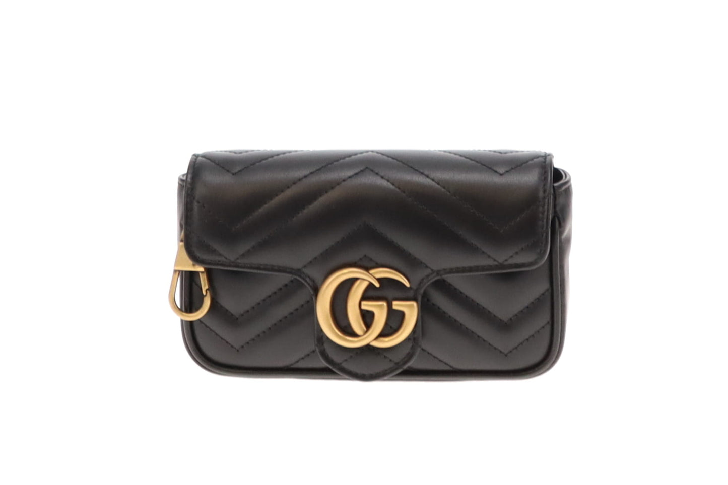 Gucci Black Leather Chevron Super Mini Marmont