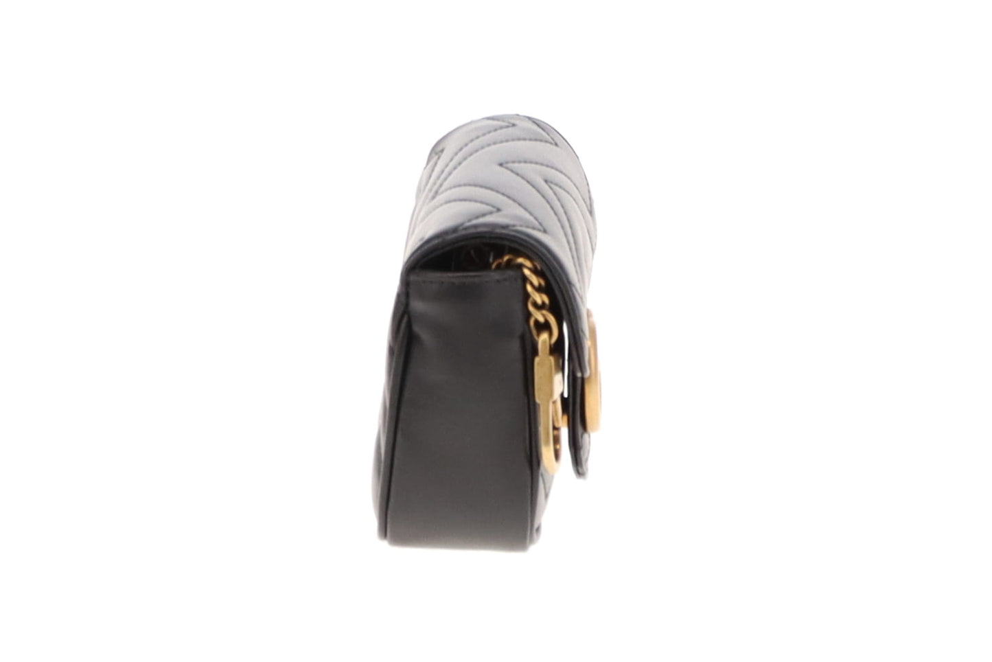 Gucci Black Leather Chevron Super Mini Marmont