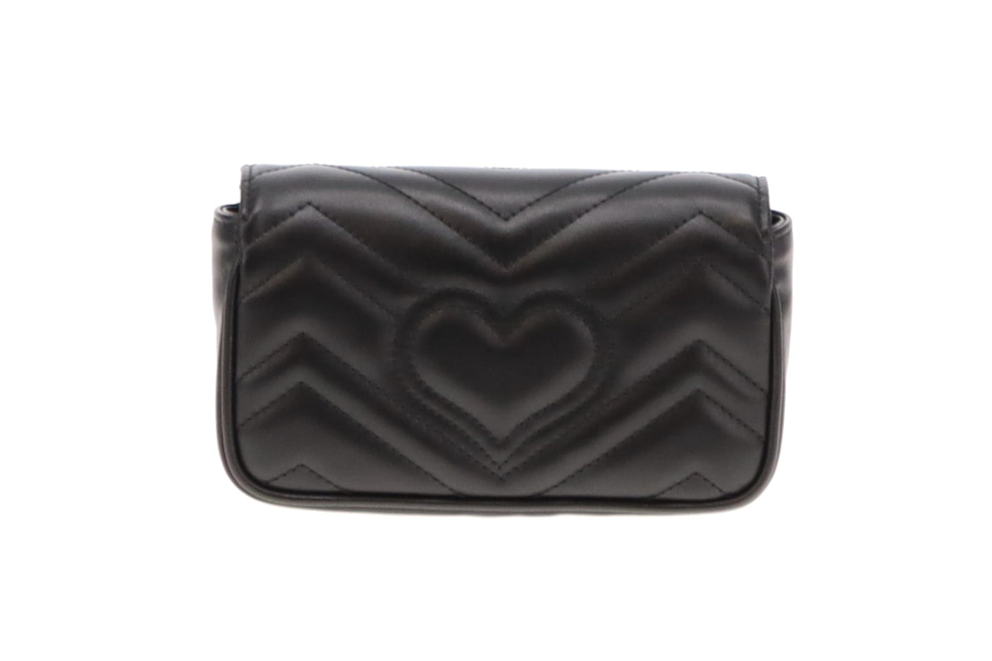 Gucci Black Leather Chevron Super Mini Marmont