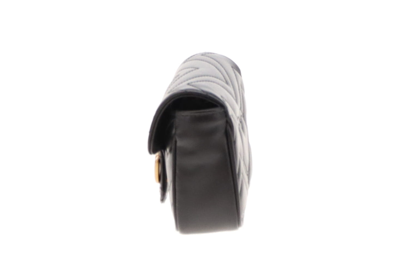 Gucci Black Leather Chevron Super Mini Marmont