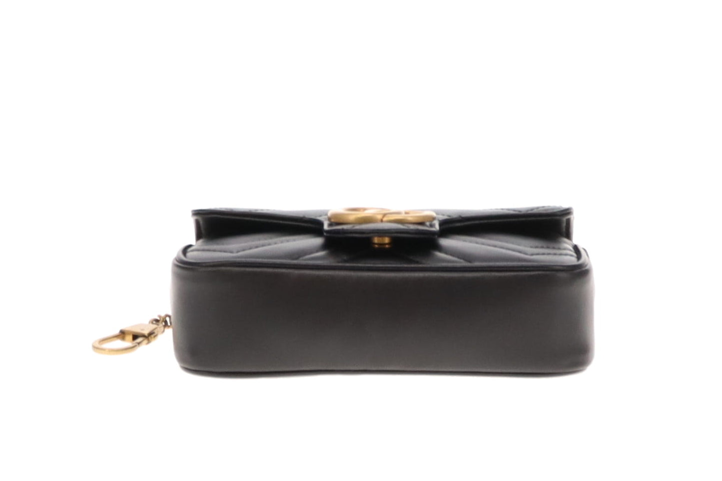 Gucci Black Leather Chevron Super Mini Marmont