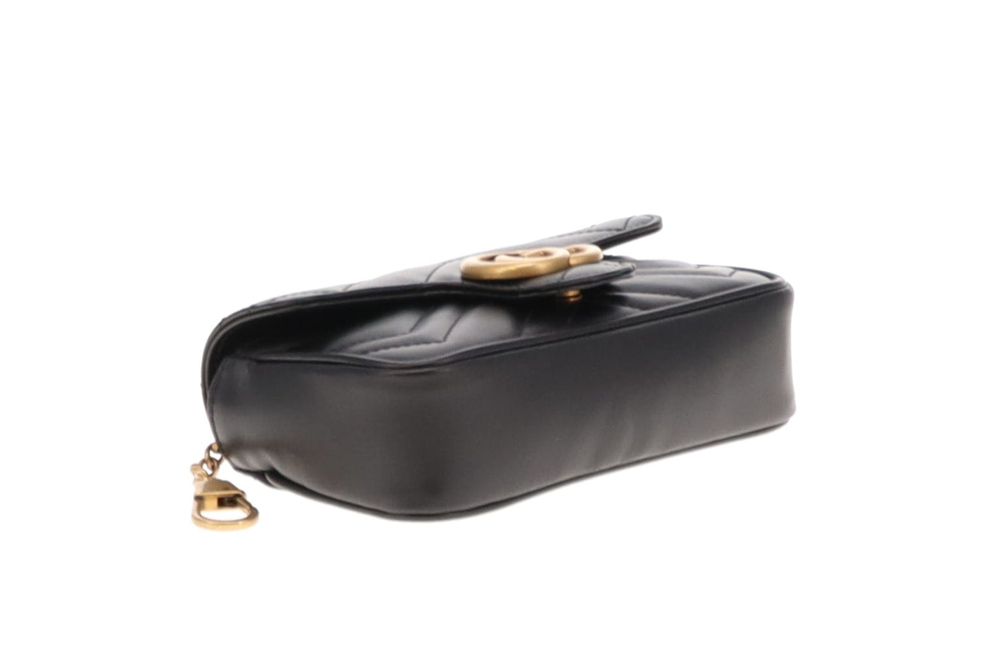 Gucci Black Leather Chevron Super Mini Marmont
