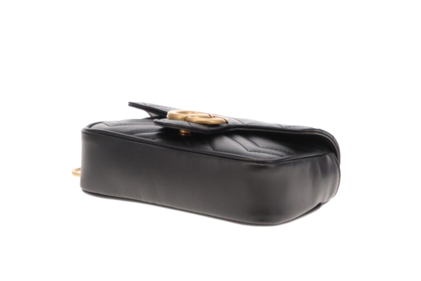 Gucci Black Leather Chevron Super Mini Marmont