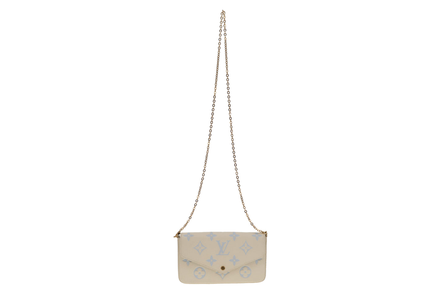 Louis Vuitton Felicie Latte and Candy Blue Giant Empreinte (NFID)
