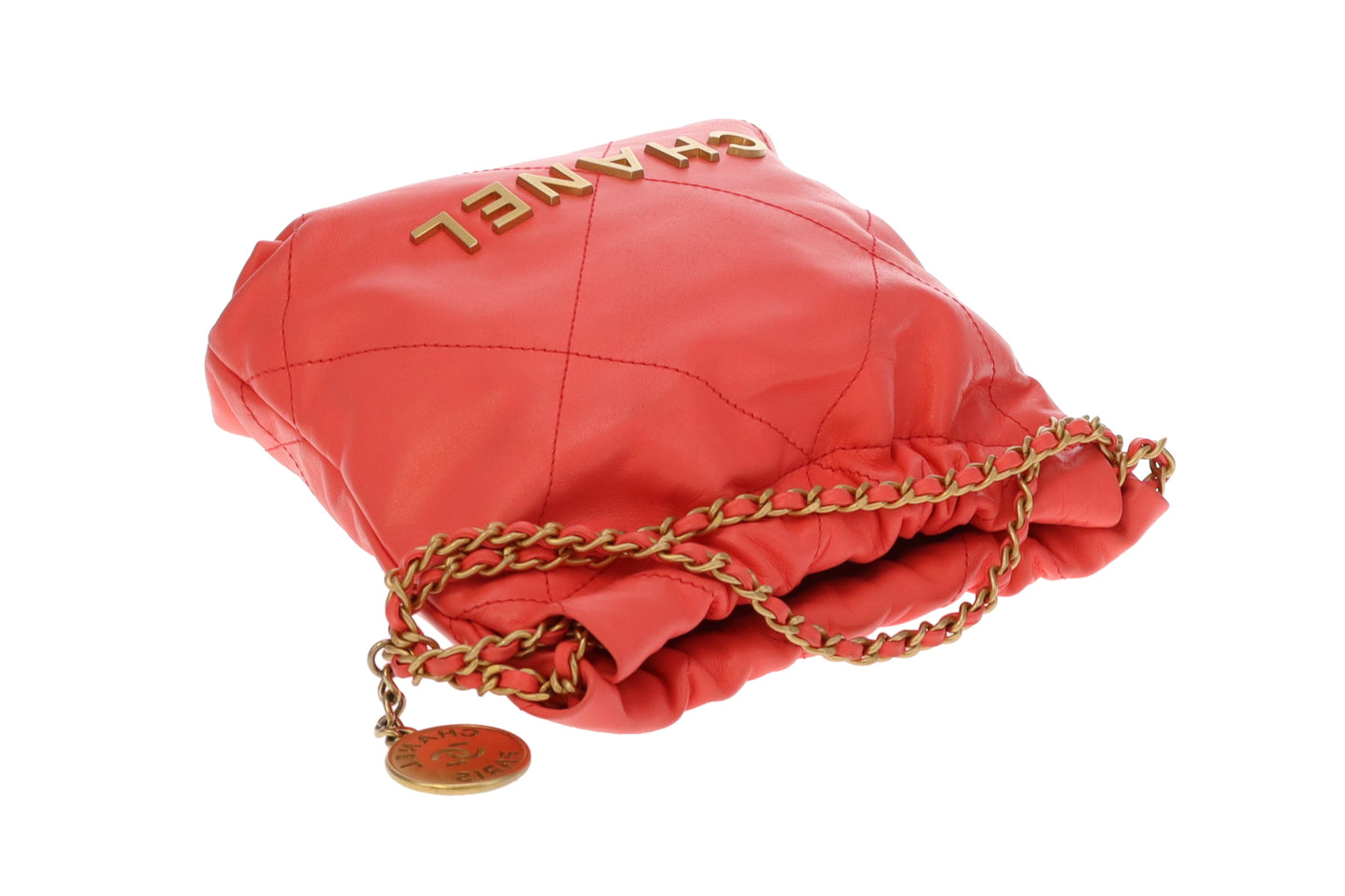 Chanel 22 Mini Coral Pink Leather Shiny Calfskin GHW