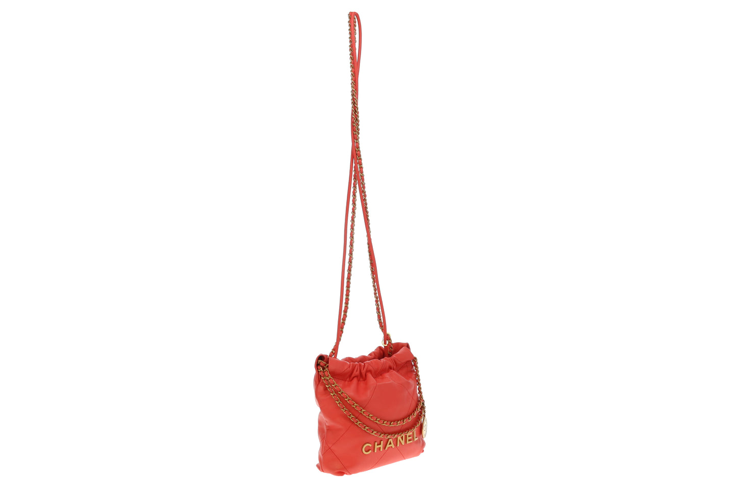 Chanel 22 Mini Coral Pink Leather Shiny Calfskin GHW