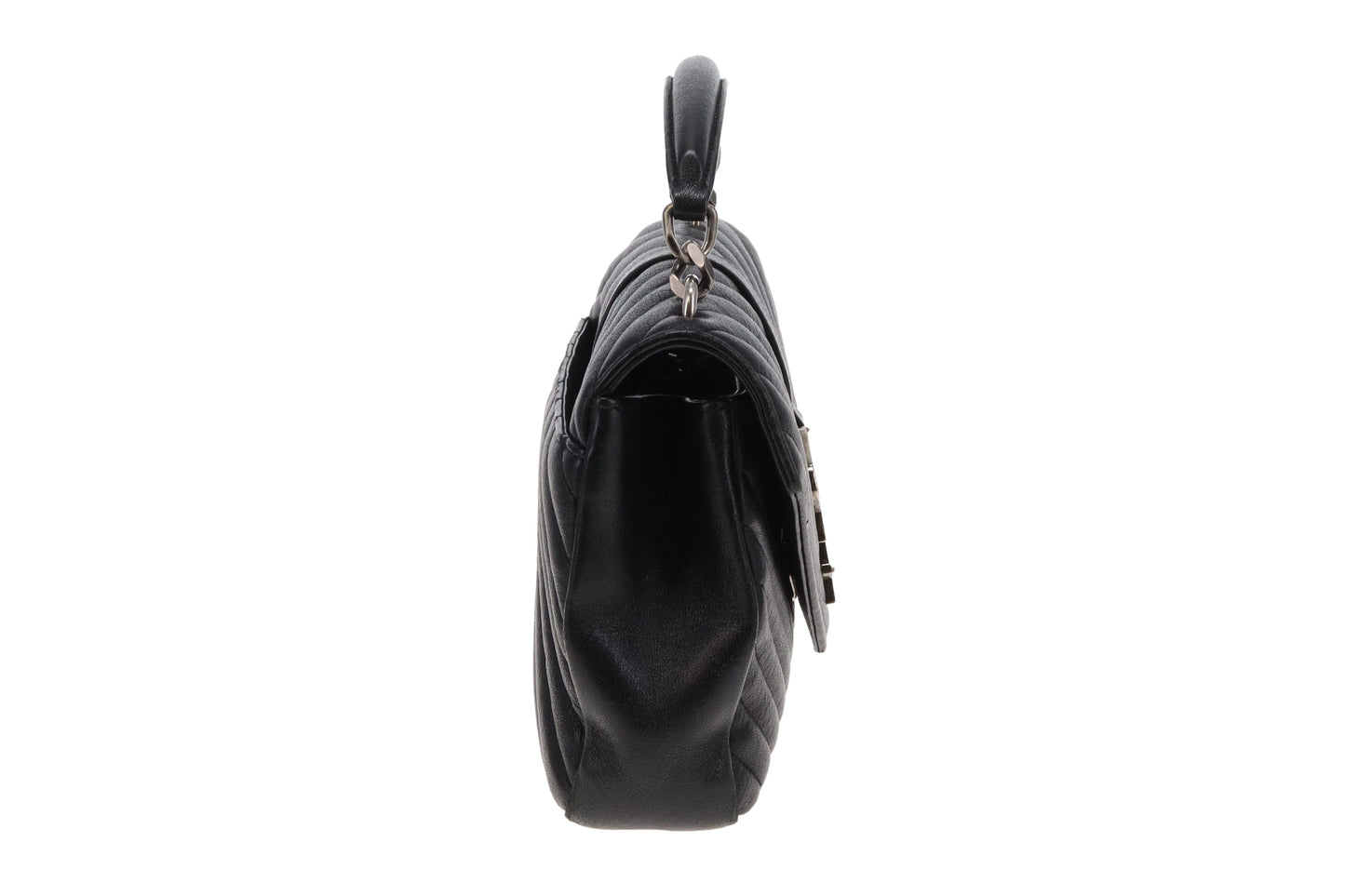Saint Laurent College Bag Medium Black Chevron Leather 2017