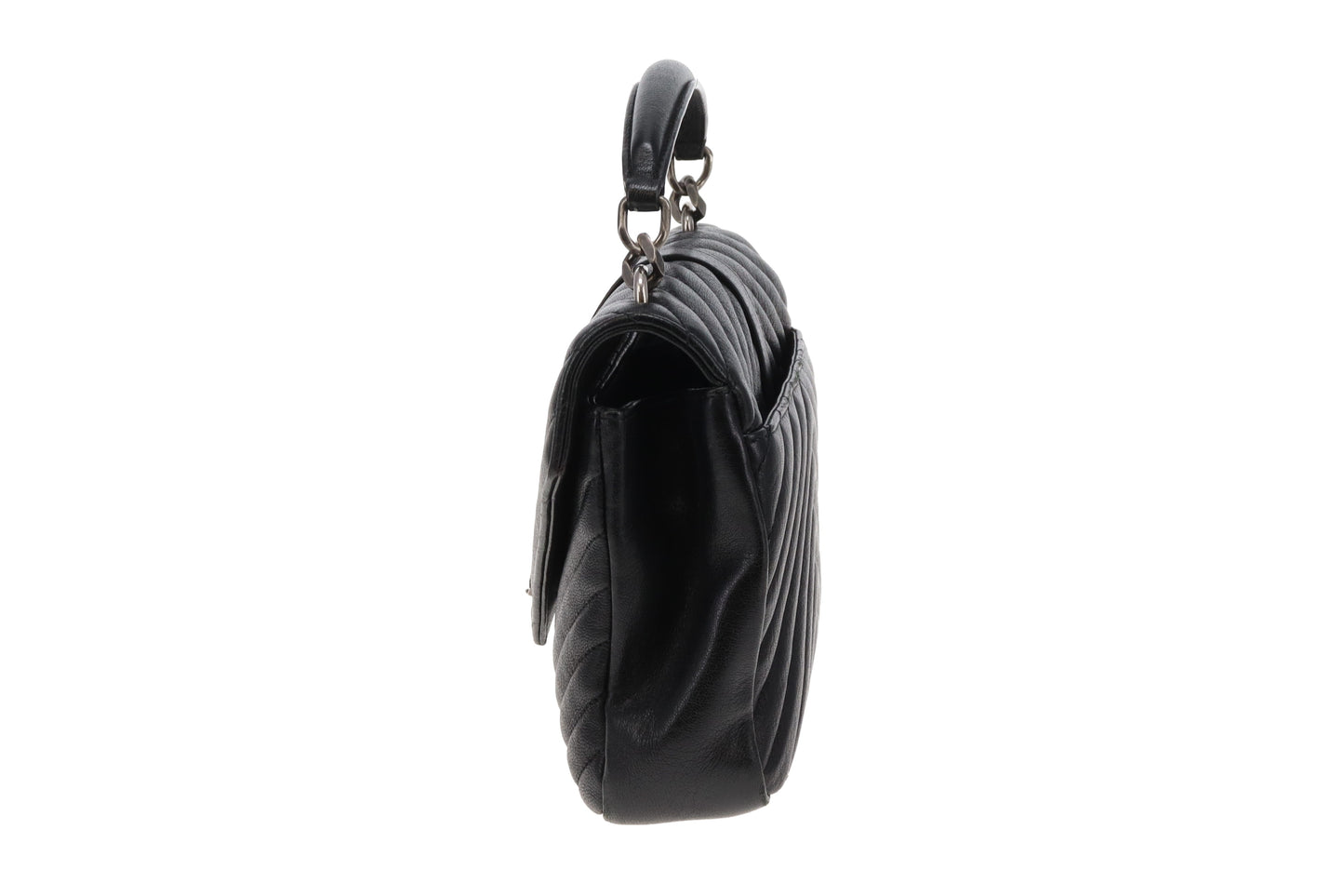Saint Laurent College Bag Medium Black Chevron Leather 2017