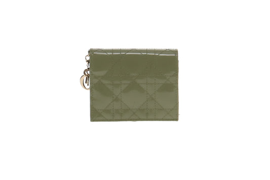 Dior Lady Dior Mini Wallet Green Patent