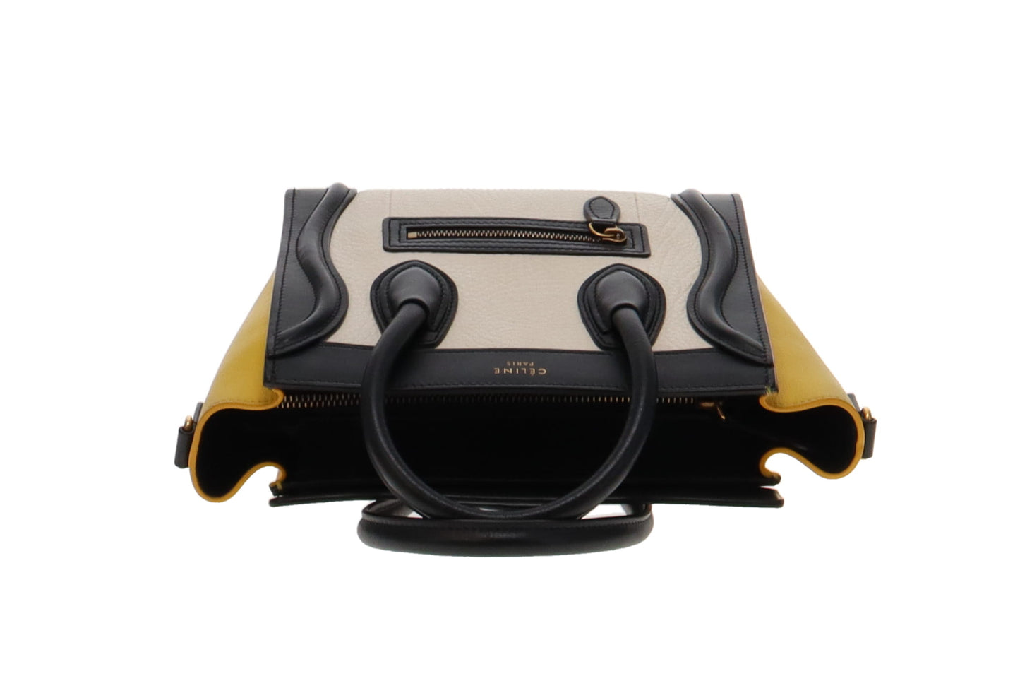 Celine Yellow/Black/White Tri Colour Mixed Leather Nano Luggage Bag