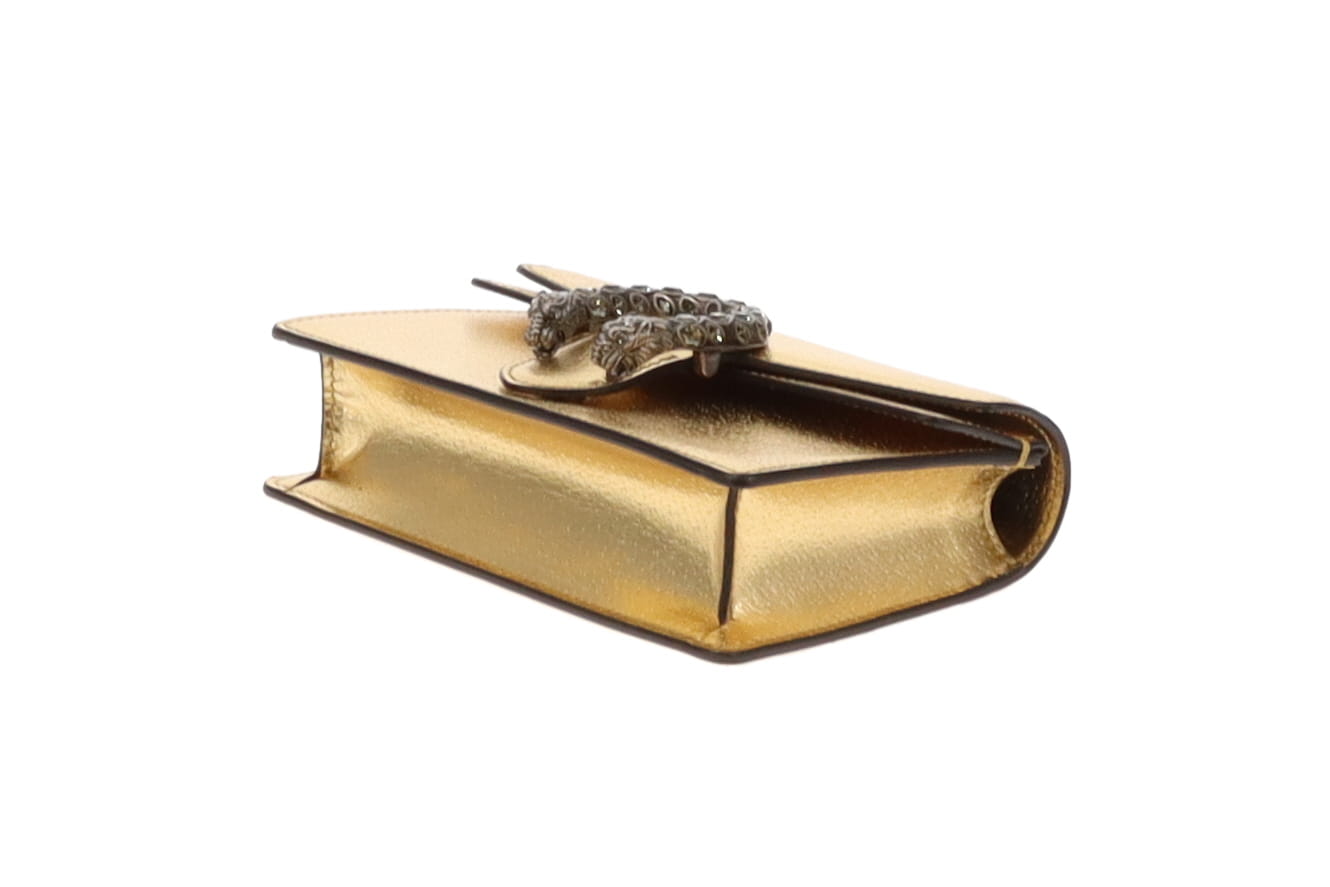 Gucci Gold Leather Super Mini Dionysus