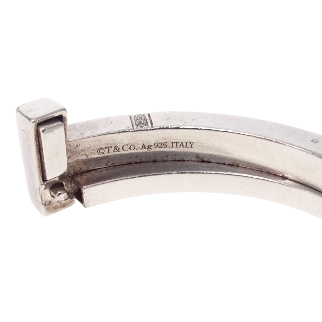 Tiffany & Co T Square Wrap Bracelet Sterling Silver with Diamond