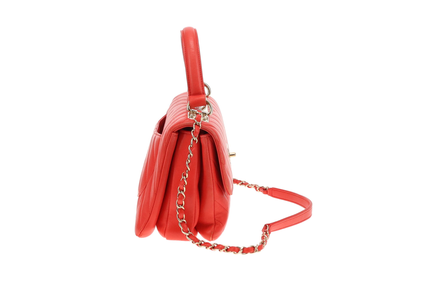 Chanel Trendy Small CC Top Handle Red Chevron 2019