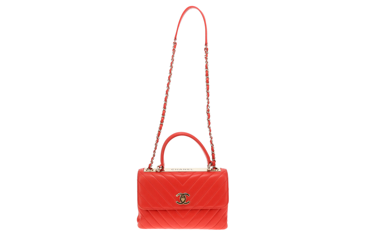 Chanel Trendy Small CC Top Handle Red Chevron 2019