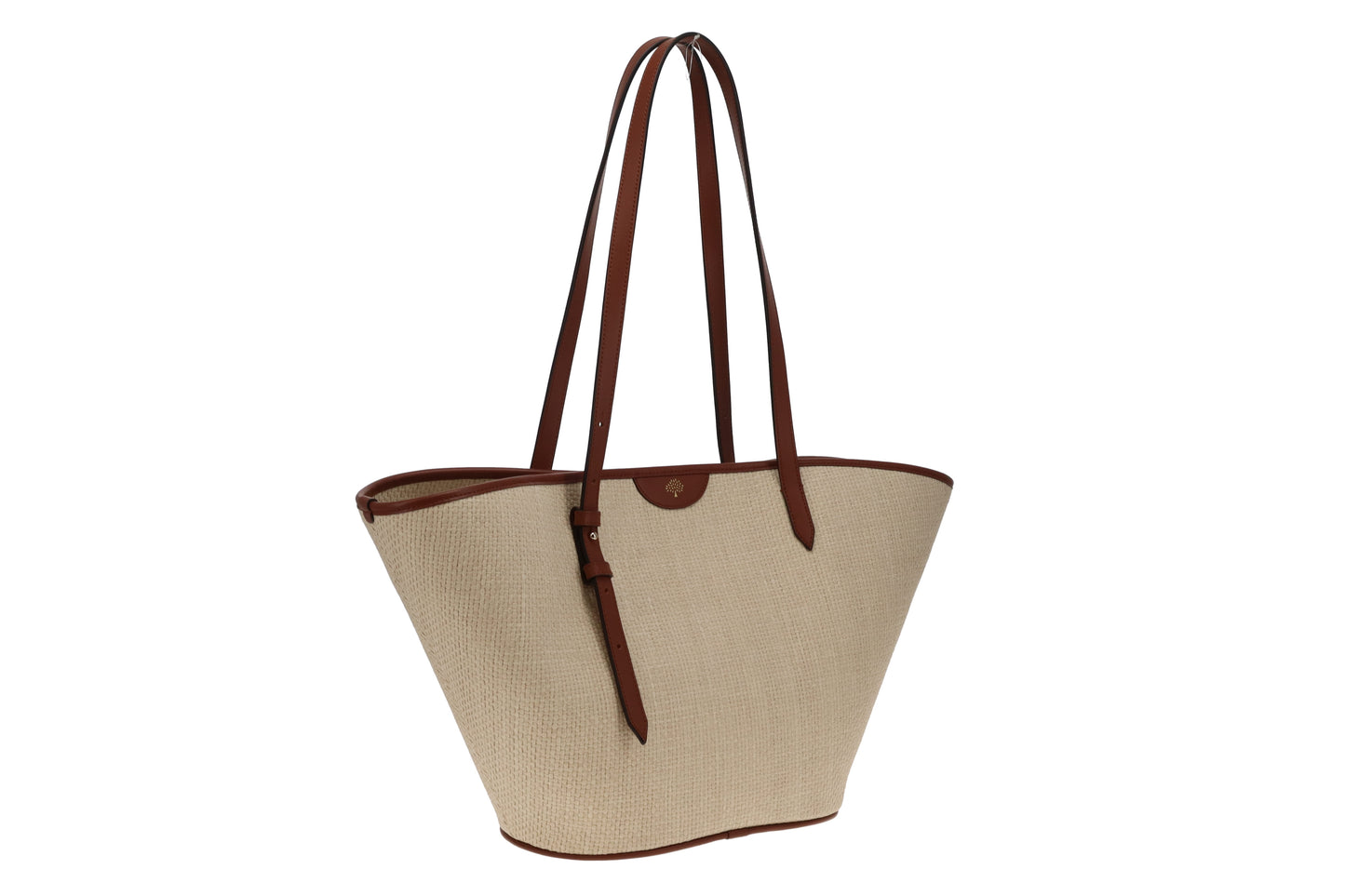 Mulberry Basket Tote Raffia and Oak Leather