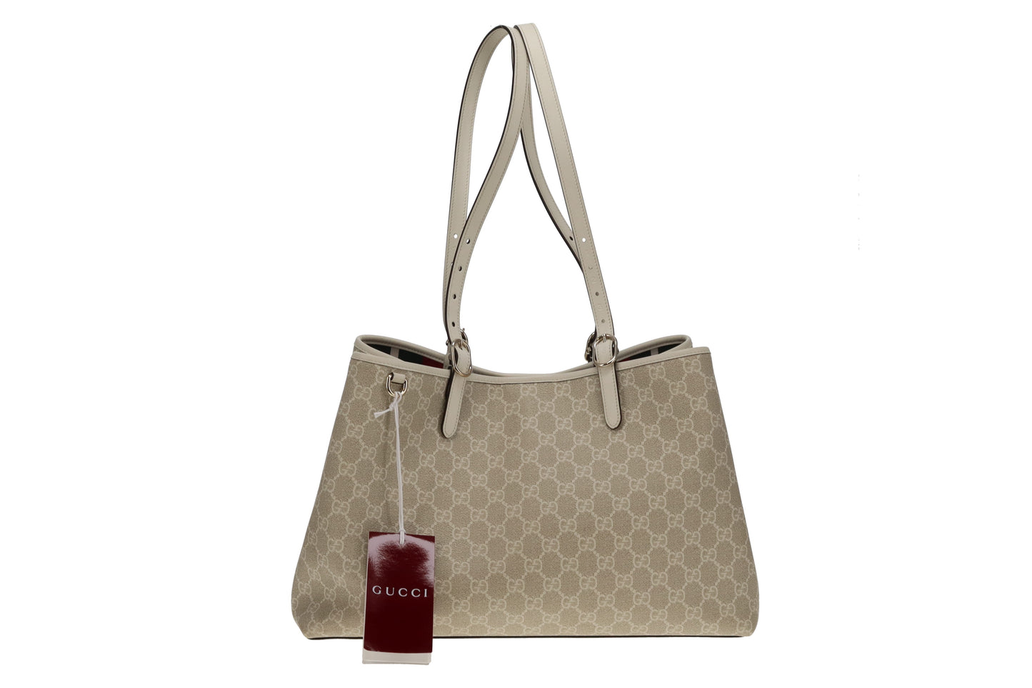 Gucci Emblem Large Tote Bag Beige and White GG Supreme