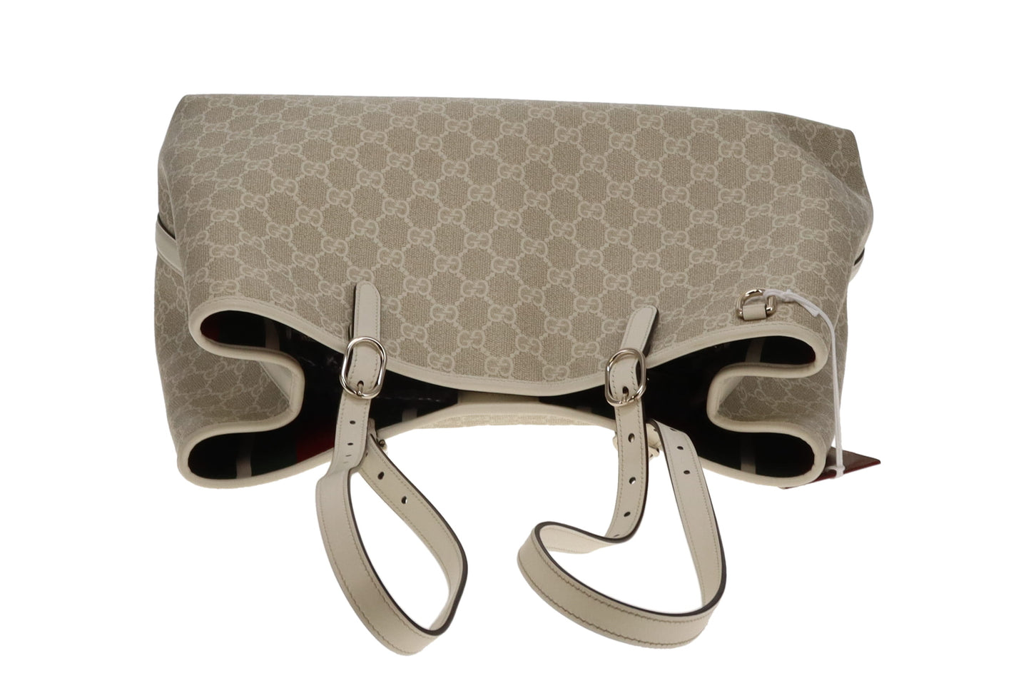 Gucci Emblem Large Tote Bag Beige and White GG Supreme