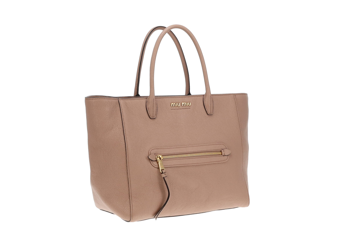 Miu Miu Beige Leather Shopping Tote with Strap