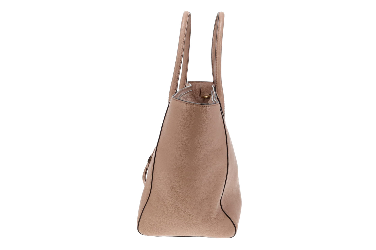 Miu Miu Beige Leather Shopping Tote with Strap