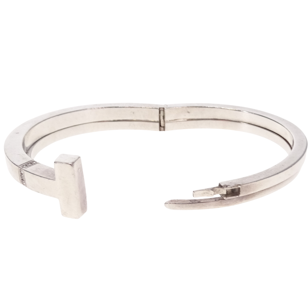Tiffany & Co T Square Wrap Bracelet Sterling Silver with Diamond