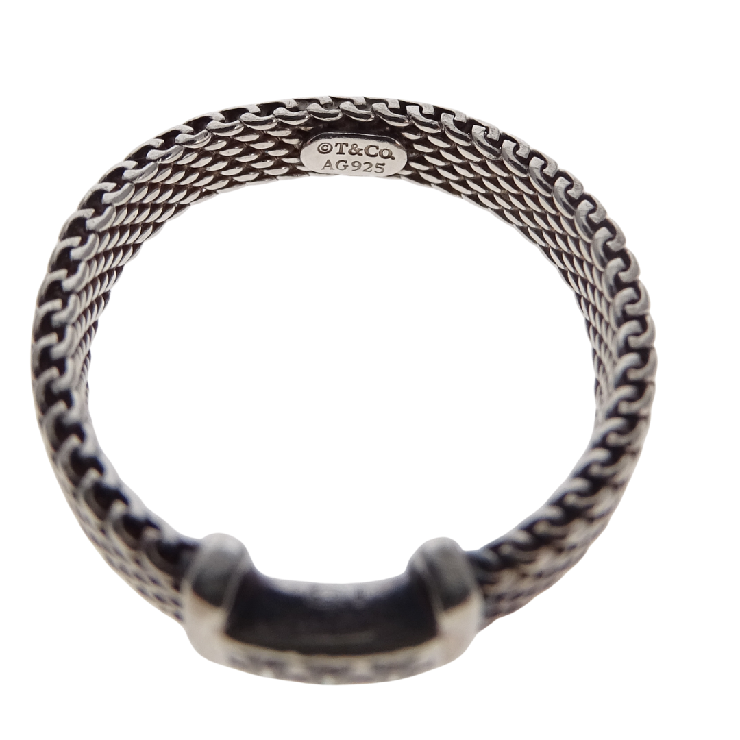 Tiffany & Co. Somerset Mesh Diamond Ring in Silver