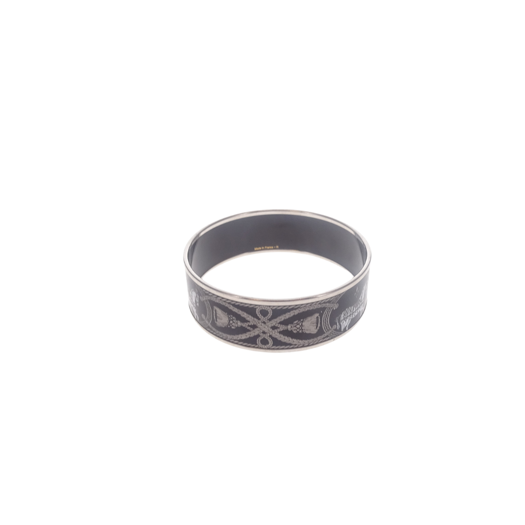 Hermes Silver Tone And Enamel Bangle 2cm
