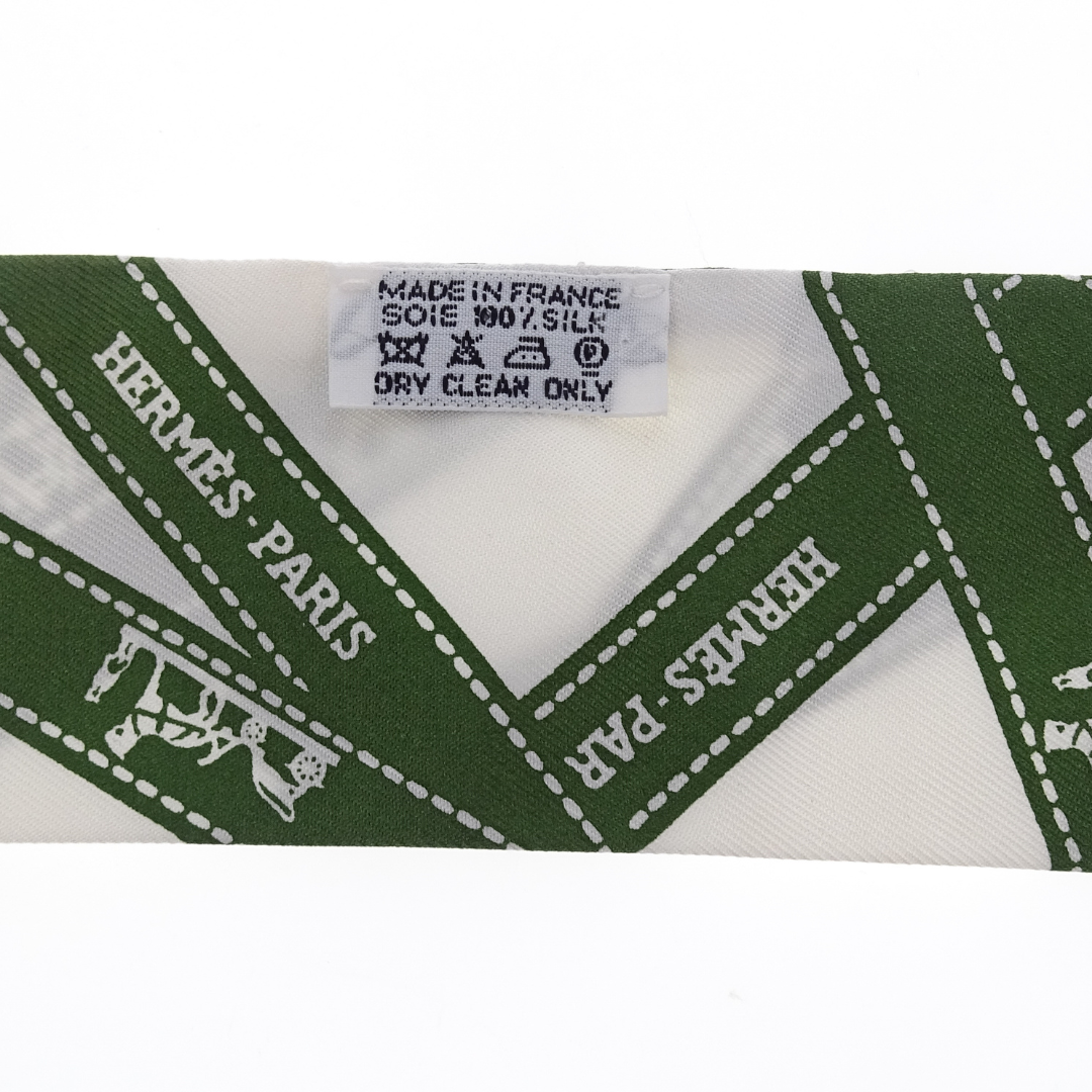 Hermes Silk Twilly Green Ribbon Detail