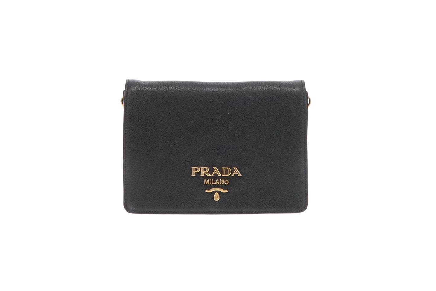 Prada Black Vitello Daino Flap Crossbody Bag