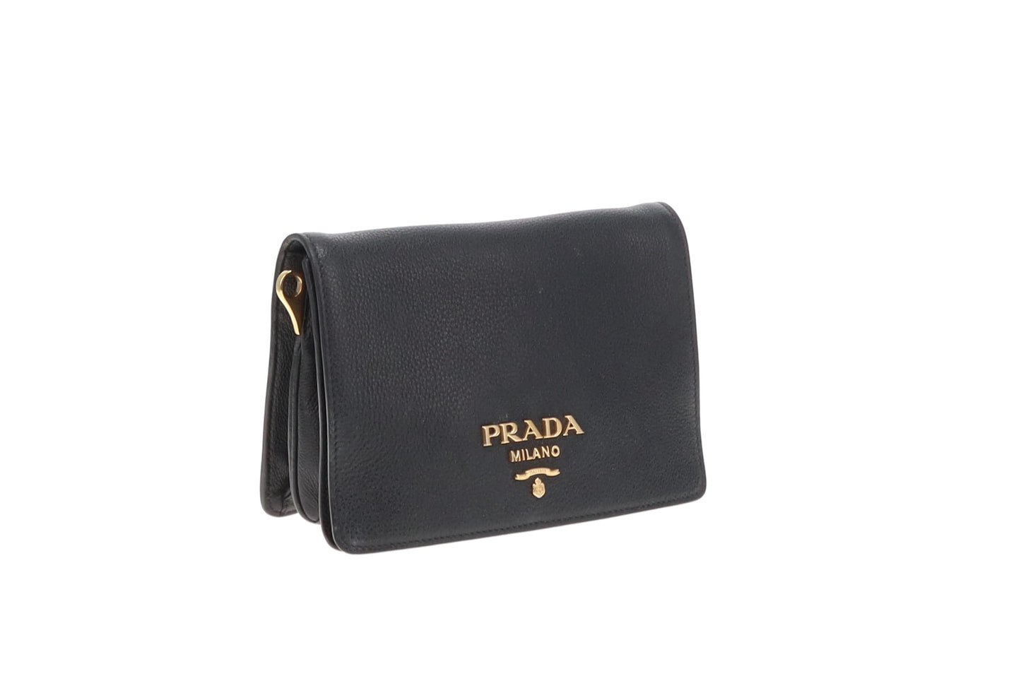 Prada Black Vitello Daino Flap Crossbody Bag