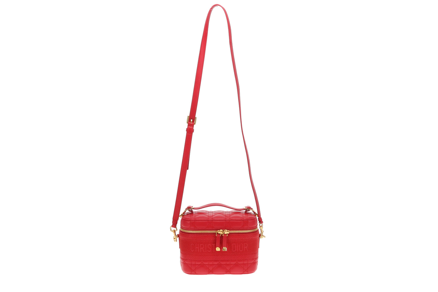 Dior Red Cannage Leather DiorTravel Vanity with Strap 2021